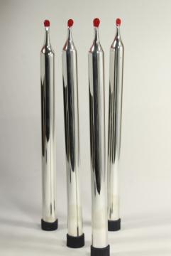 catalog photo of vintage mercury glass candles, hand blown silvered glass ornaments life size candle tapers