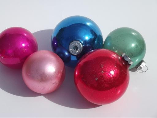 photo of vintage mercury silver colored glass ball Christmas tree ornaments lot #6