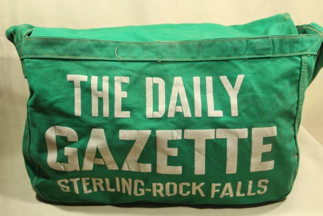 photo of vintage messenger bag, big crossbody shoulder bag for newspaper delivery Sterling Rock Falls Illinois #14