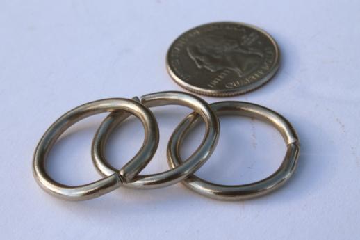 photo of vintage metal O ring, 1000+ nickel plated steel o-rings 1'' dia new old stock lot #3