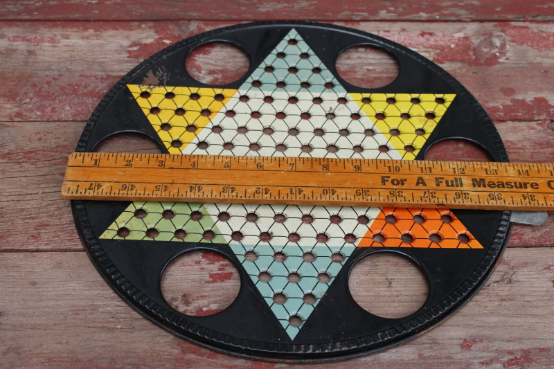 photo of vintage metal game board Chinese Checkers Ohio Art colorful star on black wall art hanging #2