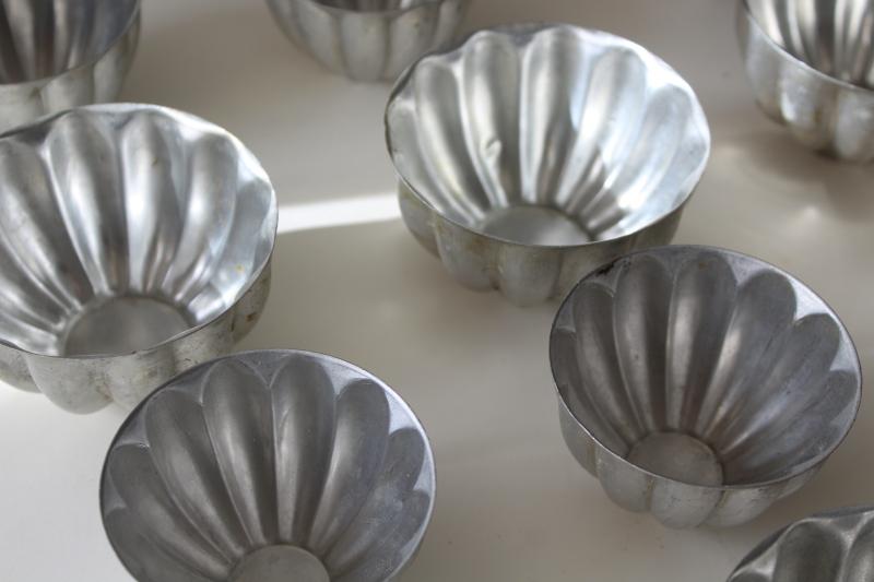 photo of vintage metal jello molds, large & small fluted shapes for individual servings, crafts or soapmaking #8