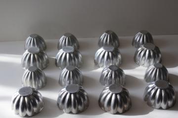 catalog photo of vintage metal jello molds, large & small fluted shapes for individual servings, crafts or soapmaking