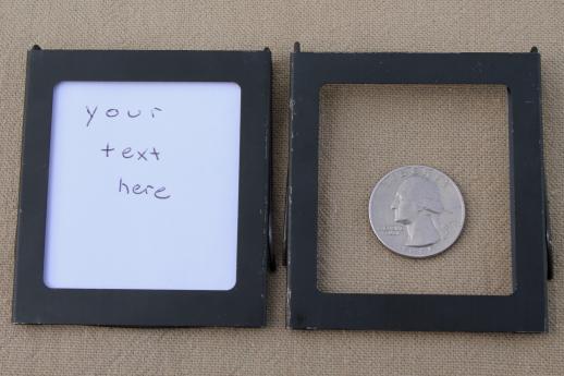 photo of vintage metal label card holders for office file box tags, tiny signs or frames #2