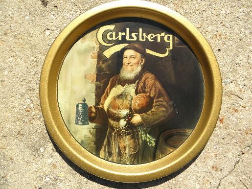 photo of vintage metal litho bar tray, Carlsberg beer jolly publican or brewer #1