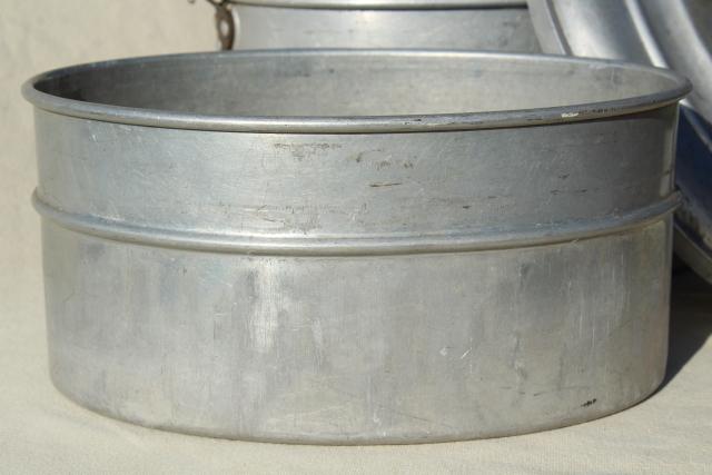 photo of vintage metal lunch bucket, Wearever aluminum stacking tiffin box miners lunch pail #14