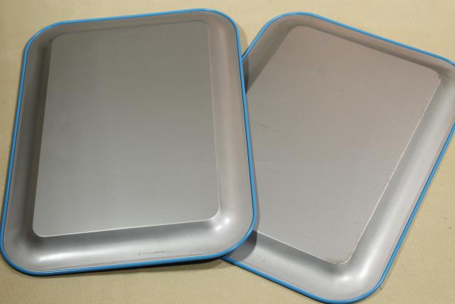 photo of vintage metal meal serving / lap trays, retro seasonal print seasons of the year #8