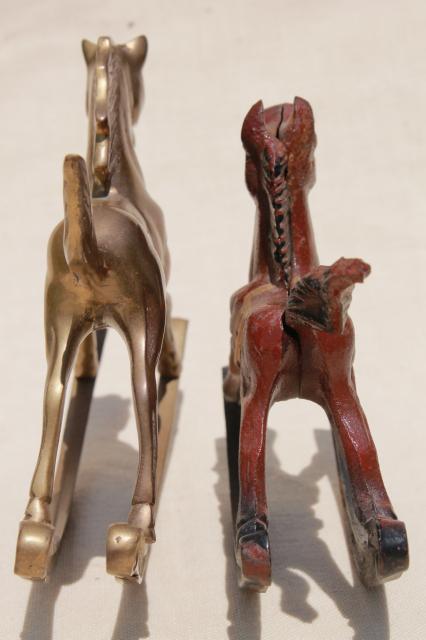 photo of vintage metal rocking horses, solid brass rocking horse & painted cast iron #9