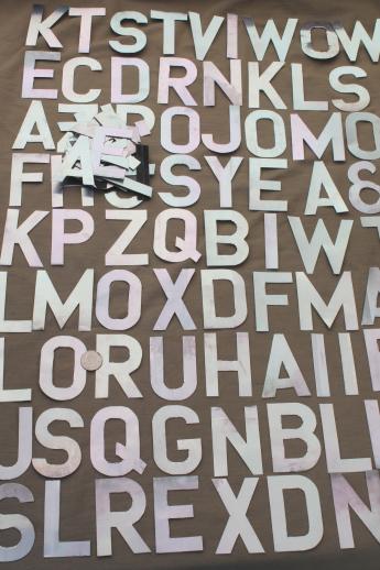 photo of vintage metal sign letters lot, stencil lettering for signs & ad poster art #1