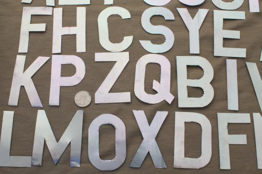 photo of vintage metal sign letters lot, stencil lettering for signs & ad poster art #6
