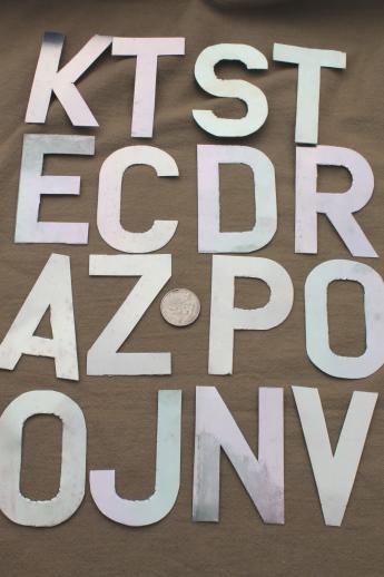 photo of vintage metal sign letters lot, stencil lettering for signs & ad poster art #8