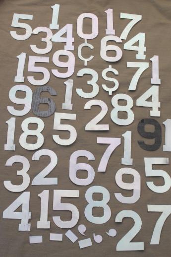 photo of vintage metal sign numbers lot, stencil numbering for signs & ad poster art #1