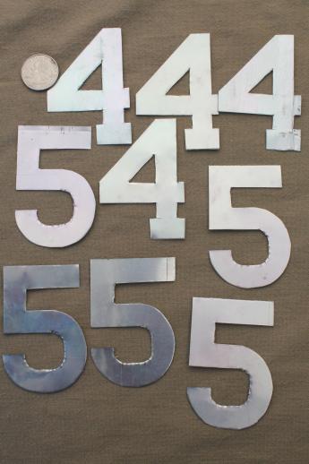 photo of vintage metal sign numbers lot, stencil numbering for signs & ad poster art #6