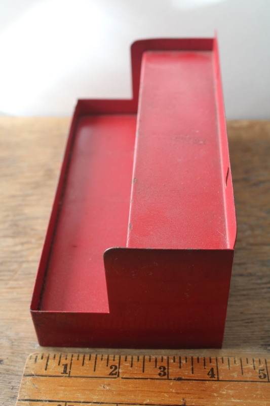 photo of vintage metal spice rack for spice set jars or glass bottles, two tiered shelf w/ original red paint  #2