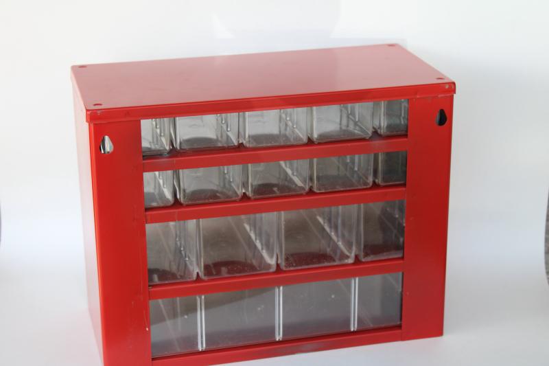 photo of vintage metal storage cubby w/ mini drawers hardware parts bins, cabinet for craft supplies #7