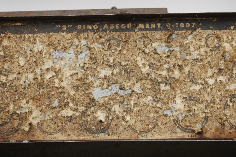 photo of vintage metal toolboxes & cases for specialty tools, rusty crusty plain steel boxes industrial style  #13