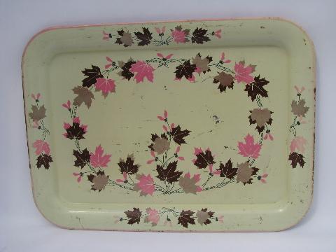 photo of vintage metal trays for hand-painting, shabby old tole tray lot #2