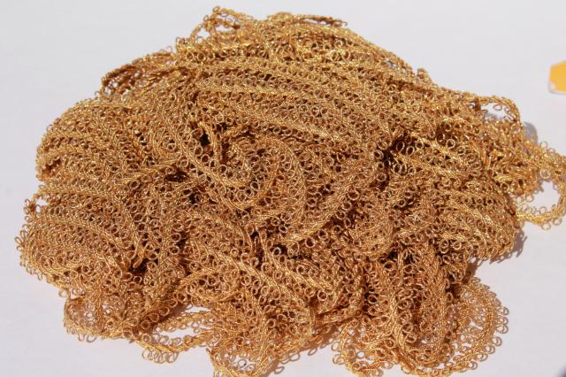 photo of vintage metallic gold cord braid, looped soutache trim for sewing, crafts, lampshade trimmings #3