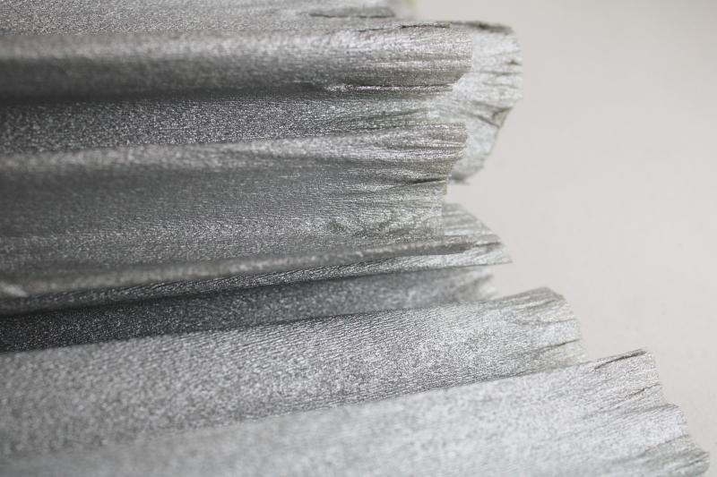 photo of vintage metallic silver crepe paper, craft supply or party streamers wide crimped edge #2