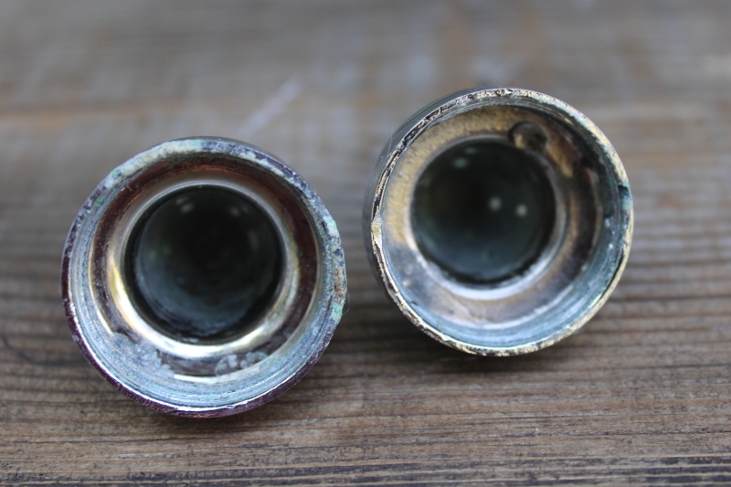 photo of vintage milk glass S&P shakers, English hobnail pattern glass salt and pepper set  #4