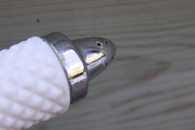 photo of vintage milk glass S&P shakers, English hobnail pattern glass salt and pepper set  #5