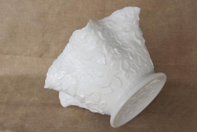 photo of vintage milk glass, Westmoreland maple leaf pattern rose bowl vase, embossed leaves #2