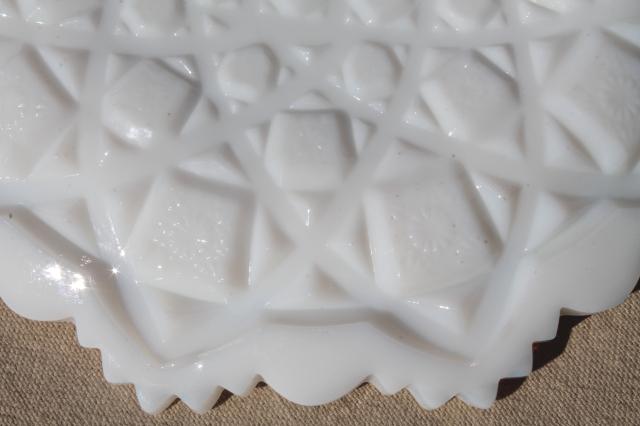 photo of vintage milk glass Westmoreland old quilt round cheese or covered butter dish #5