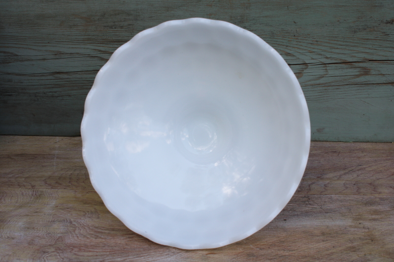 photo of vintage milk glass Yorktowne thumbprint pattern large compote, dessert stand or flower bowl #3