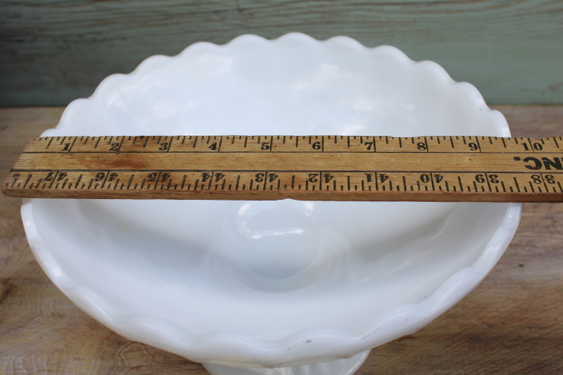 photo of vintage milk glass Yorktowne thumbprint pattern large compote, dessert stand or flower bowl #5