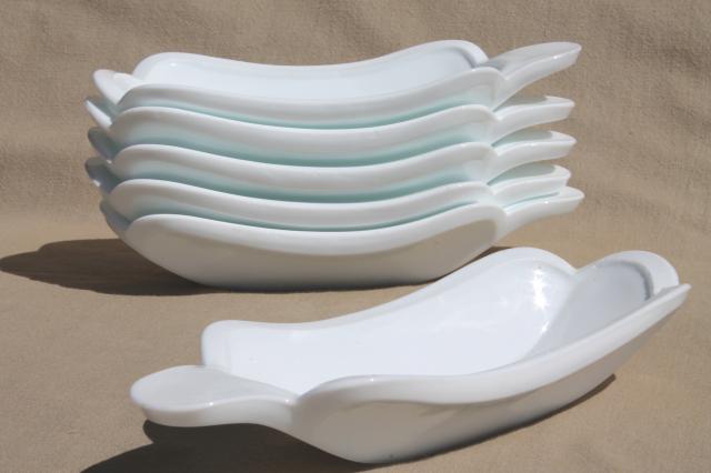 photo of vintage milk glass banana split bowls, ice cream sundae dishes set of 6 #1