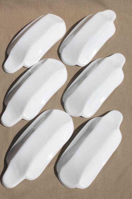 photo of vintage milk glass banana split bowls, ice cream sundae dishes set of 6 #5