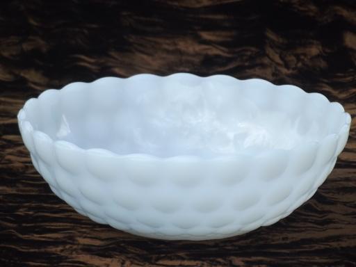 photo of vintage milk glass berry bowls, Anchor Hocking bubble pattern glass #3