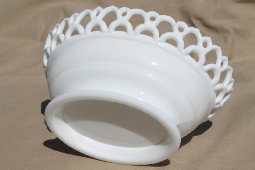 photo of vintage milk glass bowl w/ atterbury lace edge, base for hen on nest or covered dish #3