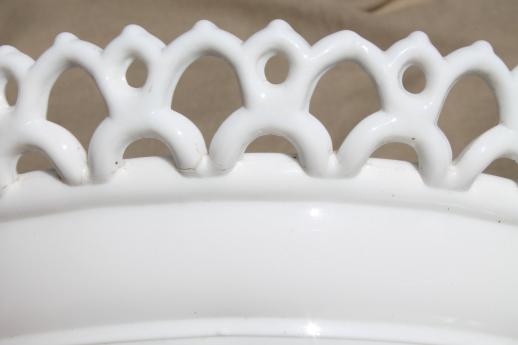 photo of vintage milk glass bowl w/ atterbury lace edge, base for hen on nest or covered dish #4