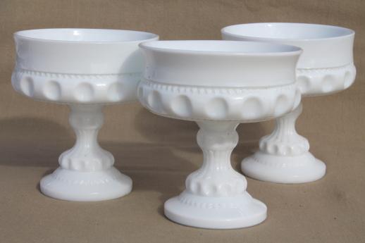 photo of vintage milk glass bowls, Kings crown pattern Indiana glass milk white #1