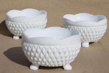 catalog photo of vintage milk glass bowls, diamond point pattern Indiana glass milk white