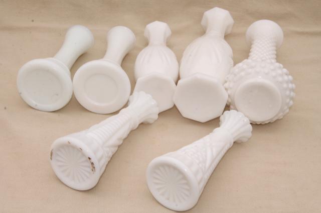 photo of vintage milk glass bud vases, huge lot of florists vases for wedding flowers, displays #3