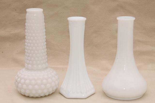 photo of vintage milk glass bud vases, huge lot of florists vases for wedding flowers, displays #5