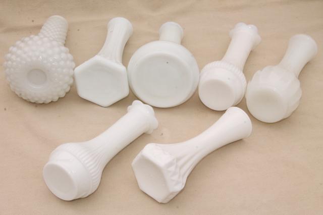 photo of vintage milk glass bud vases, huge lot of florists vases for wedding flowers, displays #6