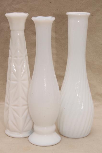 photo of vintage milk glass bud vases, huge lot of florists vases for wedding flowers, displays #11