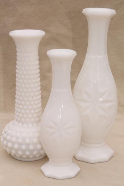 photo of vintage milk glass bud vases, huge lot of florists vases for wedding flowers, displays #14