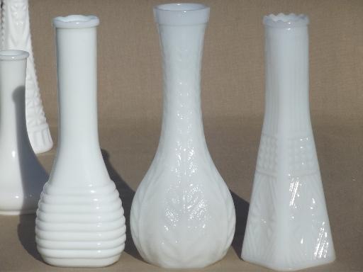 photo of vintage milk glass bud vases, huge lot of florists vases for wedding flowers, displays #2