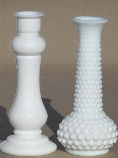 photo of vintage milk glass bud vases, huge lot of florists vases for wedding flowers, displays #3