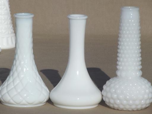 photo of vintage milk glass bud vases, huge lot of florists vases for wedding flowers, displays #5