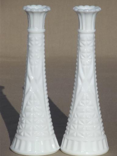 photo of vintage milk glass bud vases, huge lot of florists vases for wedding flowers, displays #6