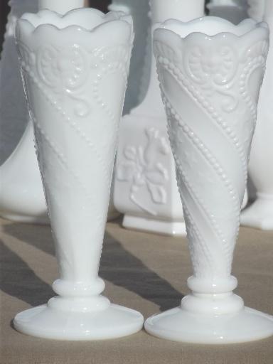 photo of vintage milk glass bud vases, huge lot of florists vases for wedding flowers, displays #9