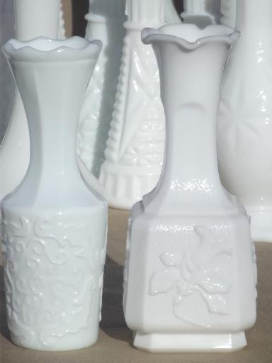 photo of vintage milk glass bud vases, huge lot of florists vases for wedding flowers, displays #10