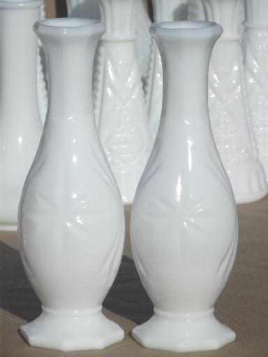 photo of vintage milk glass bud vases, huge lot of florists vases for wedding flowers, displays #11