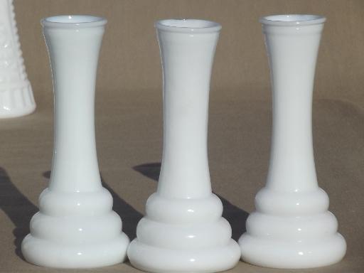 photo of vintage milk glass bud vases, huge lot of florists vases for wedding flowers, displays #13