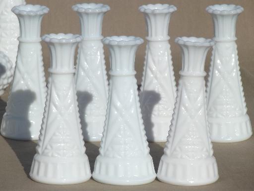 photo of vintage milk glass bud vases, huge lot of florists vases for wedding flowers, displays #14